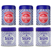 3 x Brasso Wadding Duraglit + 3 x Silvo Wadding Duraglit Polish Tins | Multi-Metal Cleaning | For Brass, Copper, Silver, Gold, Chrome, Pewter |