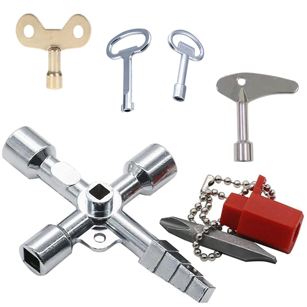 Electricity Key,5Pcs Brass Radiator Keys Setgas Meter Box Key Radiator Bleed Key Square Triangle Round Key Water Tap Faucet Open-Key Wrench For 723509230524