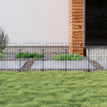 10pcs Flat Top Metal Garden Fence Panels No Dig Fencing Border for Yard and Garden (W)32cm x (H)42cm