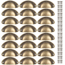 24 Pcs Shell Cup Handles, Semi Circle Drawer Pull Handle, Metal Kitchen Cupboard Cabinet Dresser Door Handles Knobs, Retro Furniture Knobs