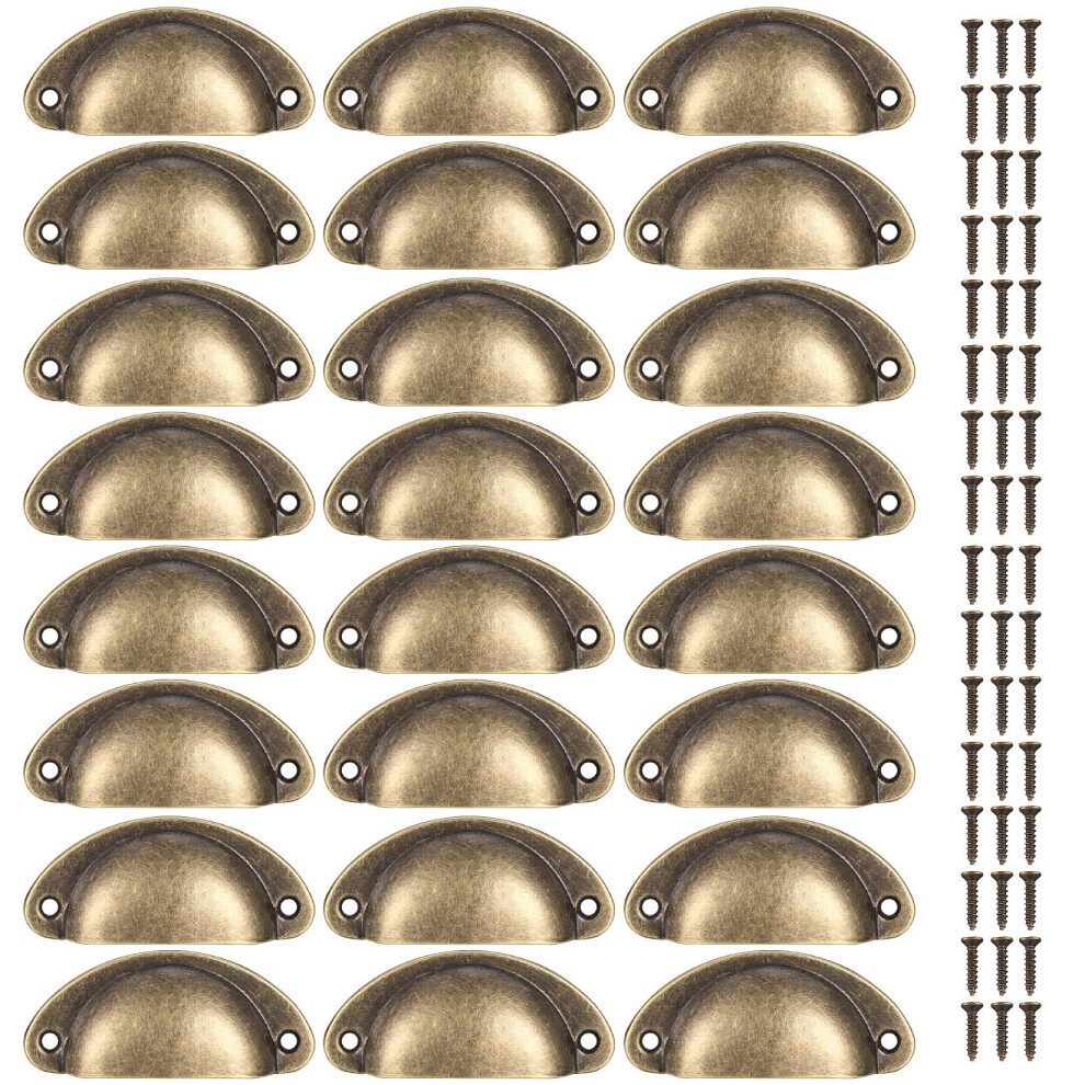 24 Pcs Shell Cup Handles, Semi Circle Drawer Pull Handle, Metal Kitchen Cupboard Cabinet Dresser Door Handles Knobs, Retro Furniture Knobs-image-OPC-PH8RP2C-NEW