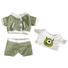 niannyyhouse Roupas de boneca de pelcia de 20 cm, terno monstro verde, casaco, camiseta, calas, vestido de boneca de 8 polegadas (verde 20 cm)