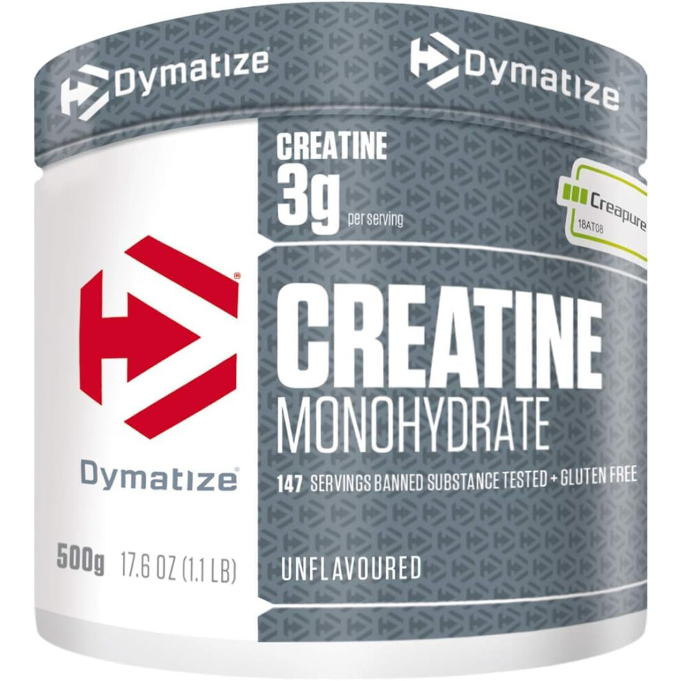 Dymatize Creatine Monohydrate Unflavoured Powder 500G - 100% Creapure Creatine - Amino Acids - Creatine