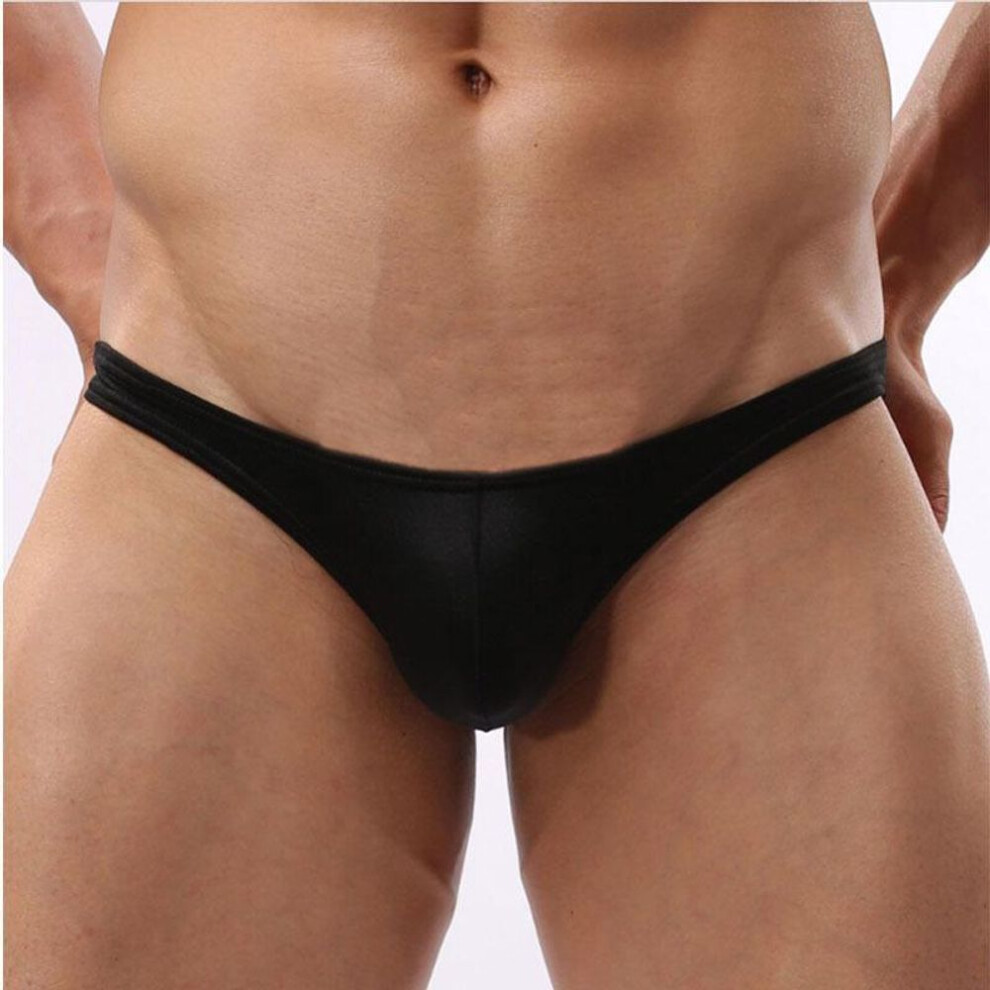 (L, black) Men's Fashion Thong Bikini Briefs - Sexy T-back Underwear