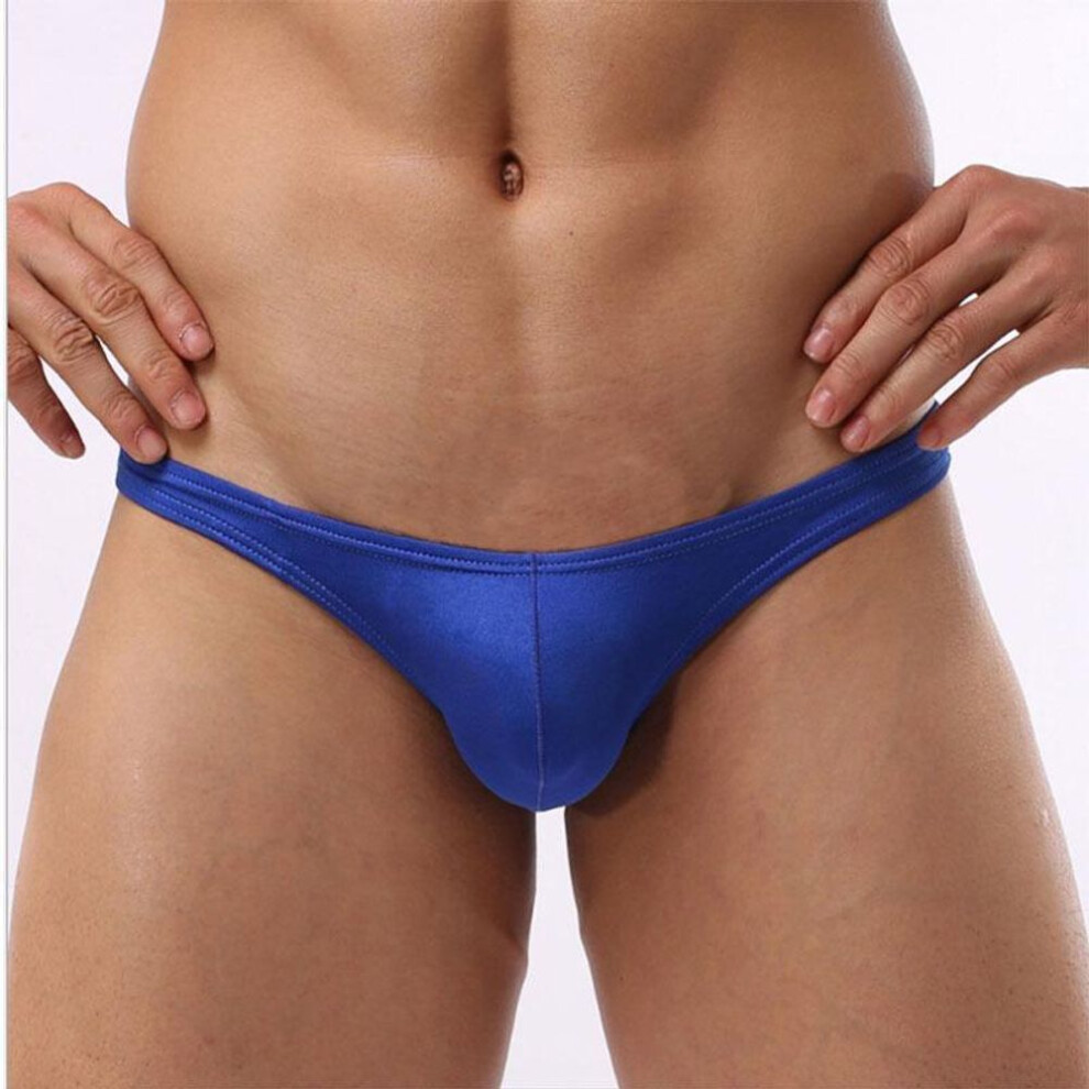 (L, blue) Men's Fashion Thong Bikini Briefs - Sexy T-back Underwear