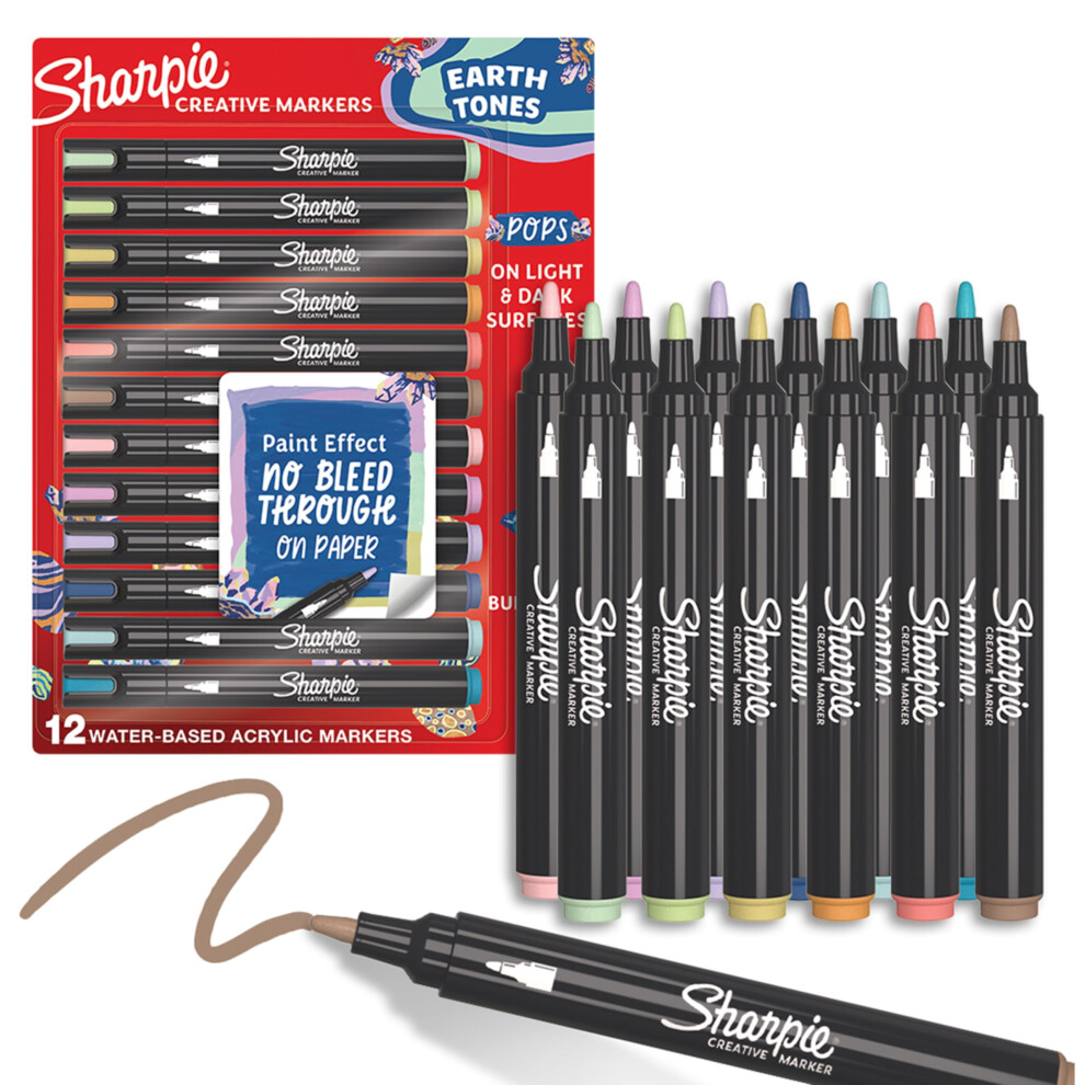 Creative Marker Acrylic Paint Pens | Earth Tones | Water-Based Paint Markers | No-Bleed Ink Writes on Most Surfaces | Bullet Tip | School & Revision