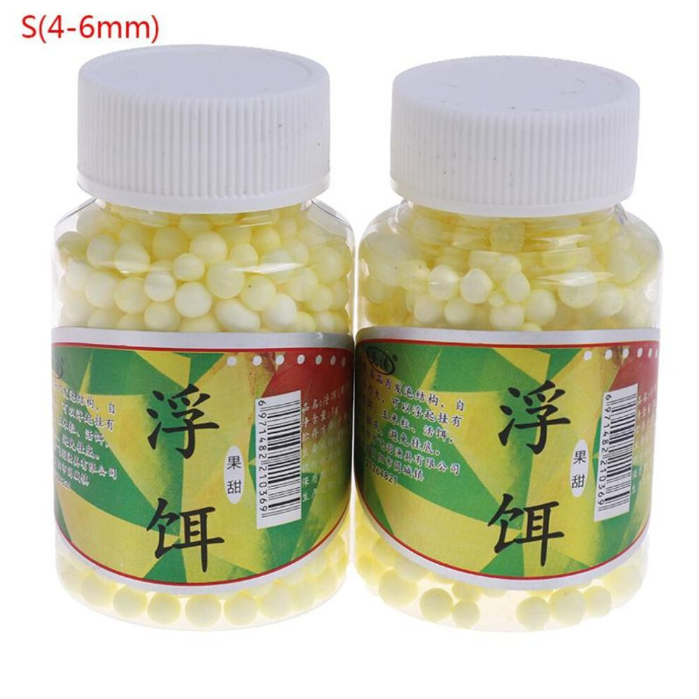 (yellow, S(4-6mm)) 2bottles Fish Lure Body Sweet Smell Bait Foam Bait Buoyancy Fishing Float Bead
