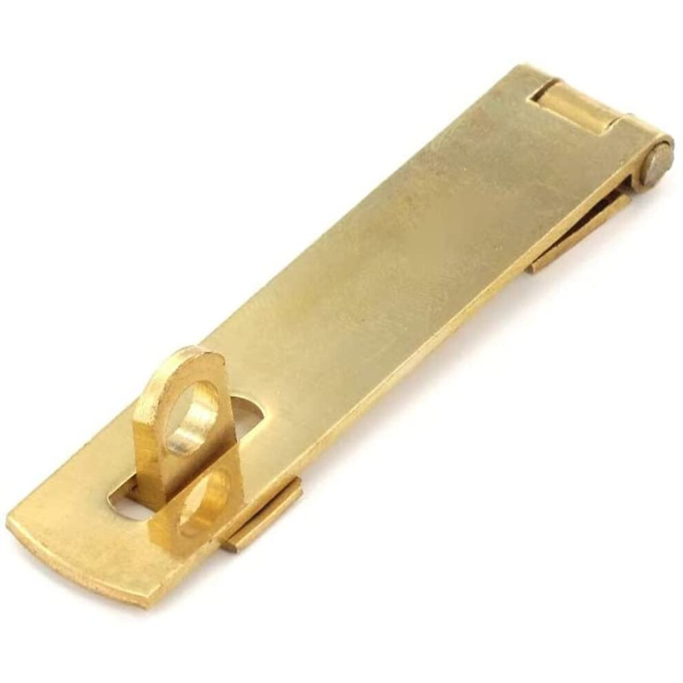 Bh07773 Brass Hasp & Staple Polished & Lacquered 4 Inch Hasp And Staple, Gold 5013249515971
