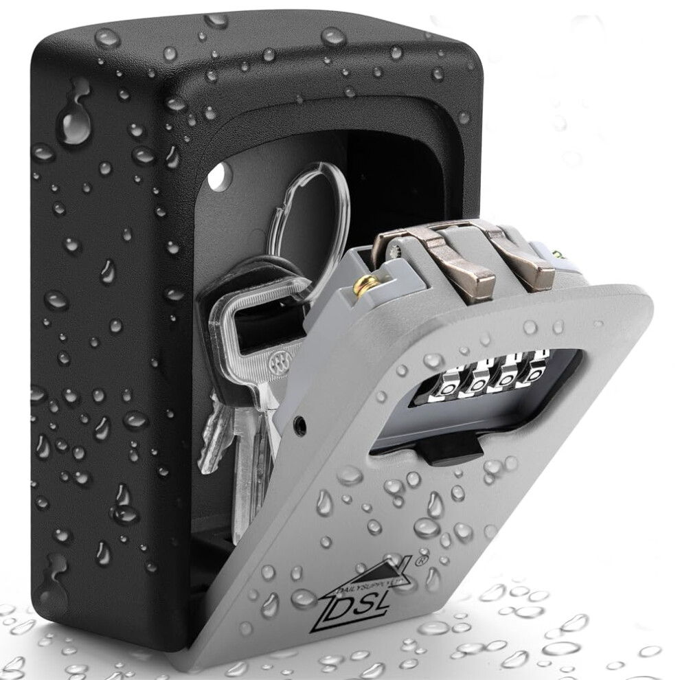 Dsl Key Safe Wall Mounted, Waterproof Outdoor 4 Digit Combination Key Box, Security Lockbox For Home Garage Office Industries Vehicles Holidays 5065016052684