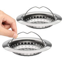 2 Pack Kitchen Sink Strainer Plug, Stainless Steel Sink Filter Drain Cover with Lift-up Handle, Rim Diameter 11cm (110mm)