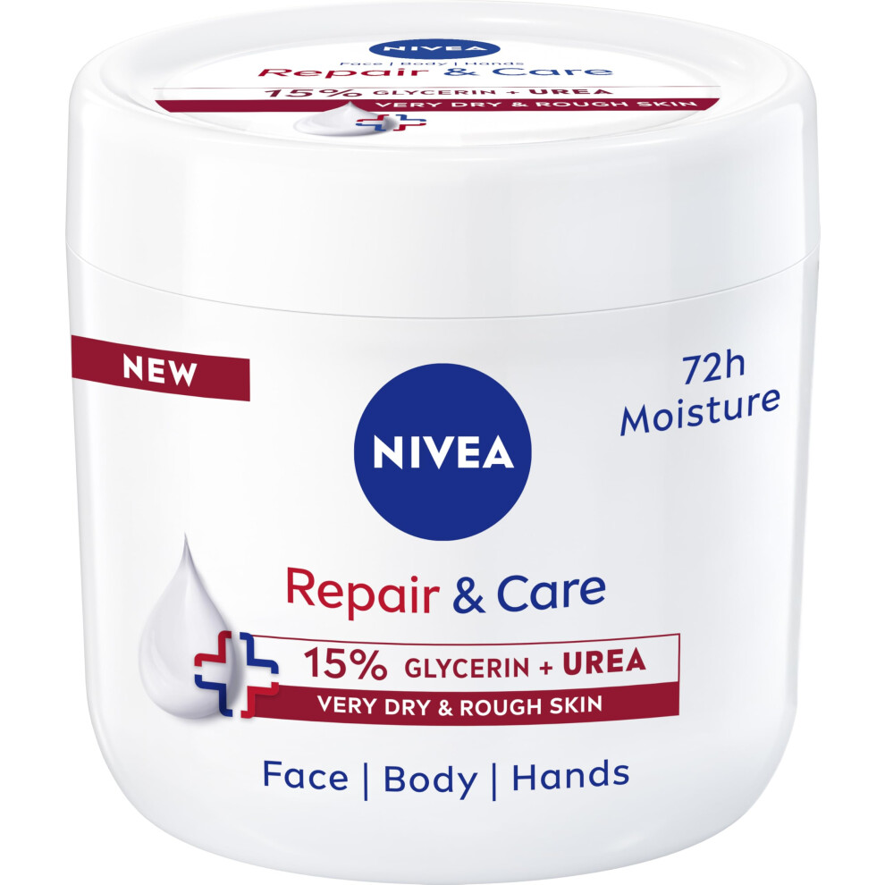 Repair + Care Urea Moisturising Cream Jar (400ml), Rich and Hydrating Body Cream, Moisturises Dry Skin With Urea and Glycerine for 72H, Ideal for Body