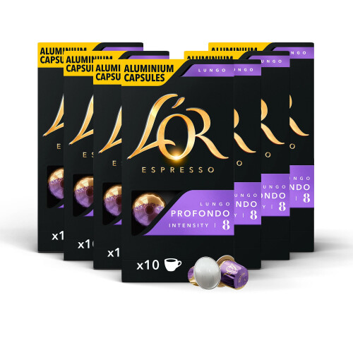 L'OR Lungo Profondo Coffee Pods, 7 Packs, Total 70 Coffee Capsules