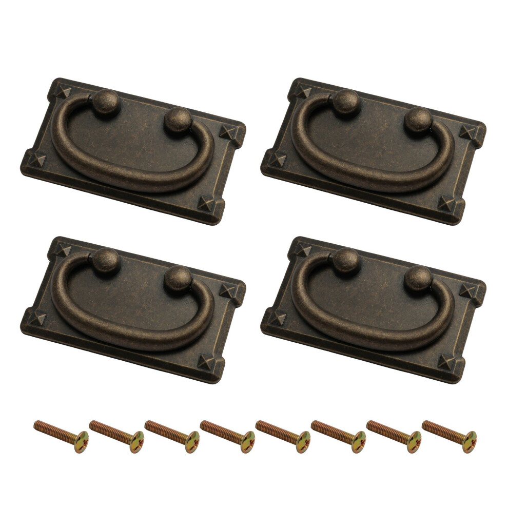 4 Pcs Vintage Antique Bronze Drawer Ring Pull Handles Kitchen Cabinet Cupboard Chest Of Drawer Vintage Bronze Drop Ring Pull Handles 5065005945157