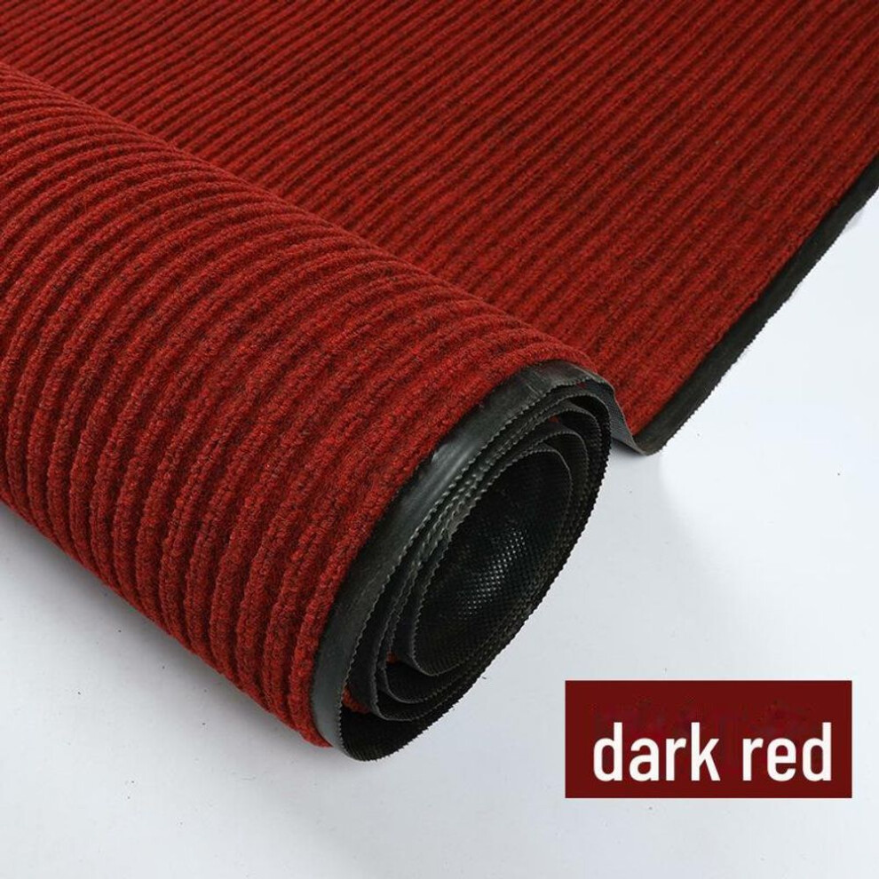 (wine red, 1.6m Wide) Double-Striped PVC Entrance Mat - Non-Slip, Water-Absorbing Dust Removal Carpet for Home and Hotel