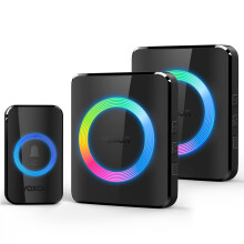Wireless Doorbell with 2 Receivers, Plug in Door Bells Wireless Cordless, IP65 Waterproof, 1300ft Long Range Chime Kit, Doorbell Wireless with RGB LED