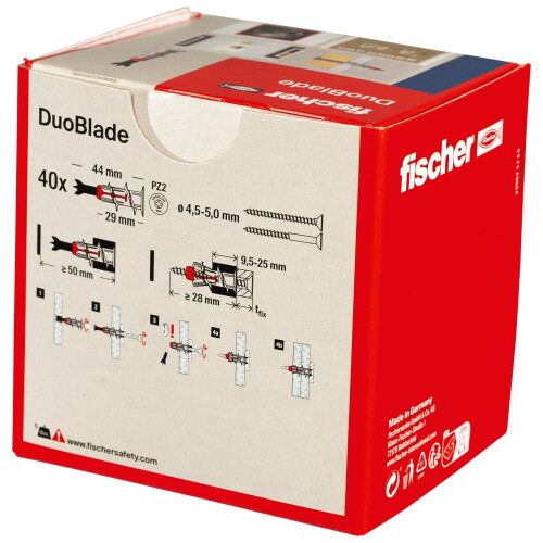 Fischer Fischer 545677 DUOBLADE LD Dübel für Gipskartonplatten 44 mm 40 Stück 1