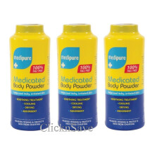 Pack Of 3 Medipure Medicated Body Powder 100% Talc Free Soothing Treatment