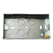 BH04063 47mm (1.7/8 inch) Depth Double 2-Gang Metal Flush Mount Back Pattress Box , Grey