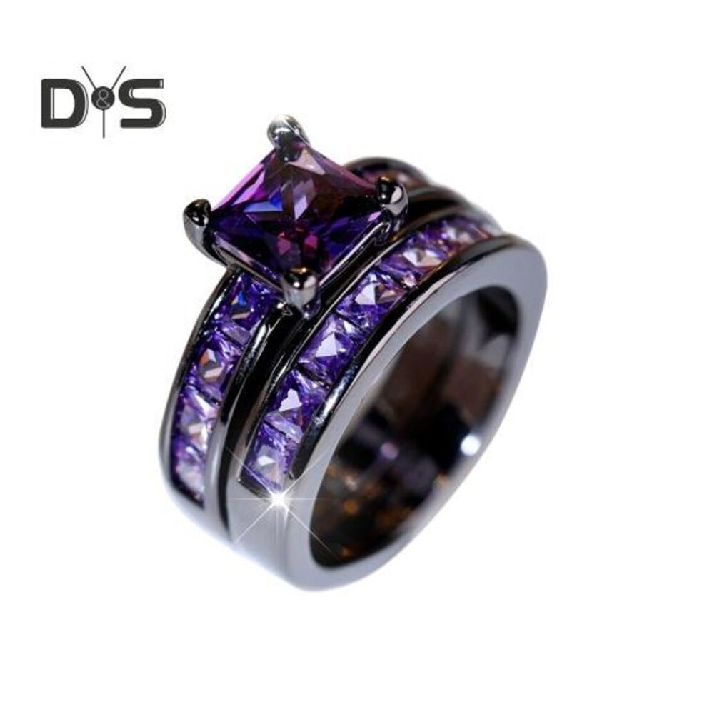 (purple, US 8) 1 Pair Couple Rings Geometric Rhinestone Decor Symbol Of Love And Unity Anniversary Ring Copper Proposal Ring Wedding Ring Light Luxury Jewelry His