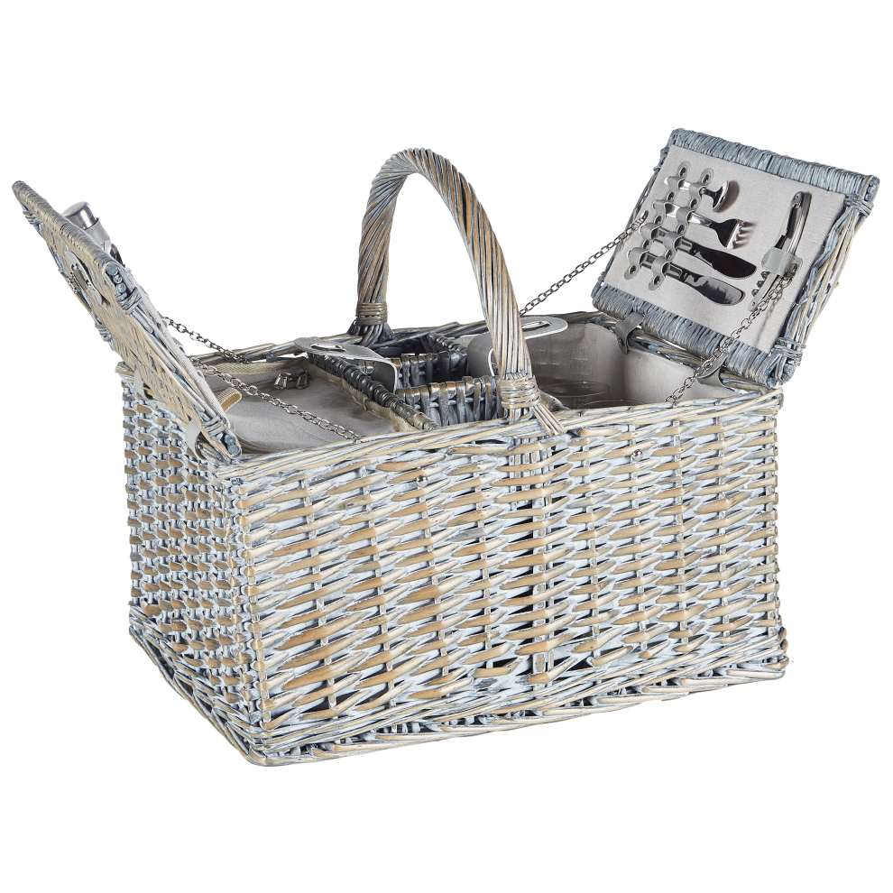 Picnic Basket GROSEILLE Wicker Grey