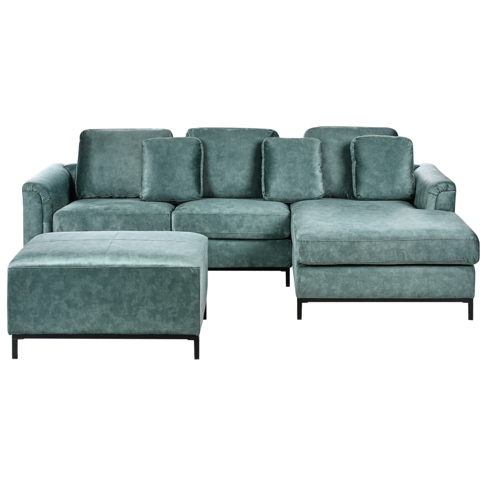 Corner Sofa 5 Seater OSLO Velvet Teal with Ottoman Left Hand