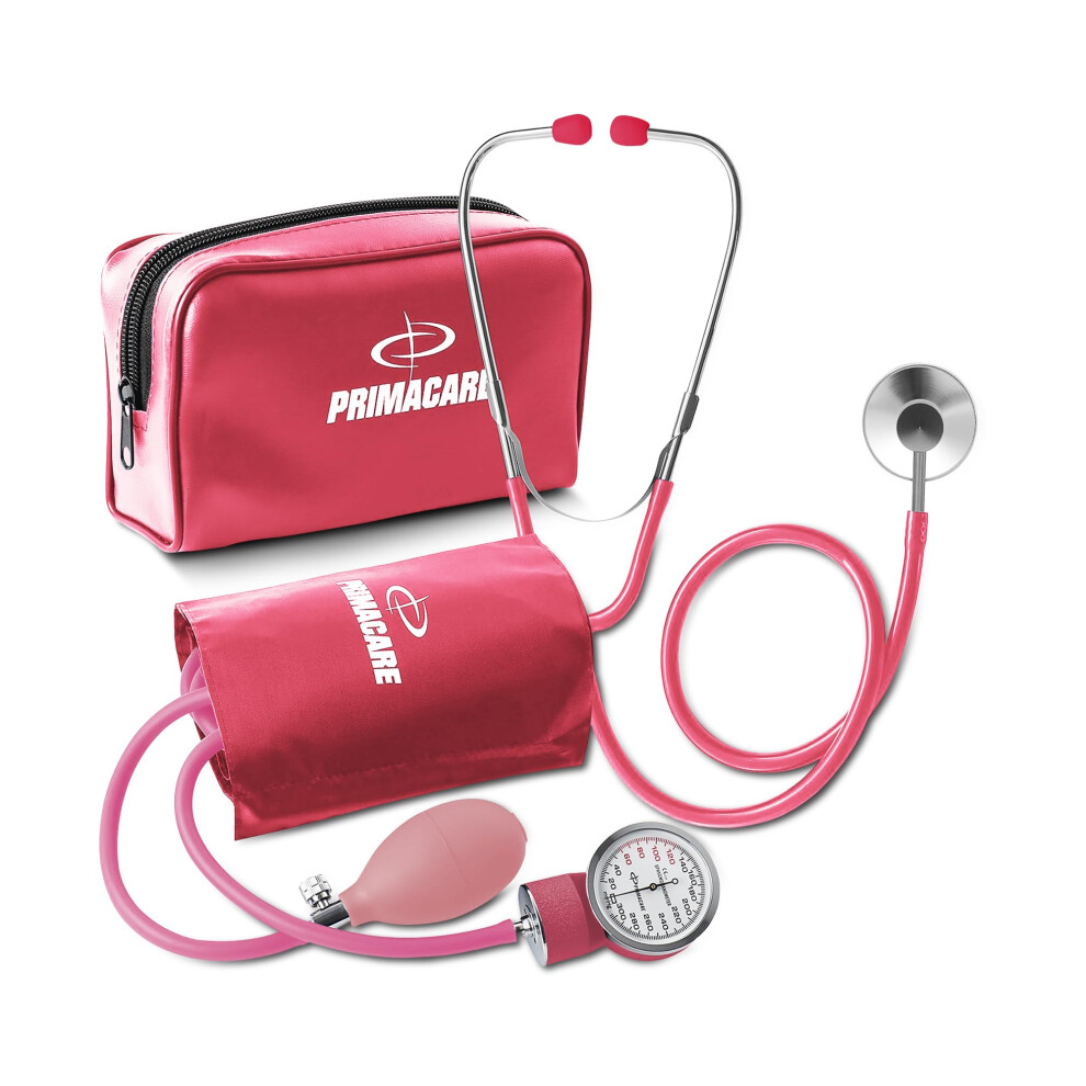 Primacare Medical Ds-9197-Pk Professional Classic Series Manual Adult Size Blood Pressure Kit, Emergency Bp Kit With Stethoscope And Portable Leatherette Case,