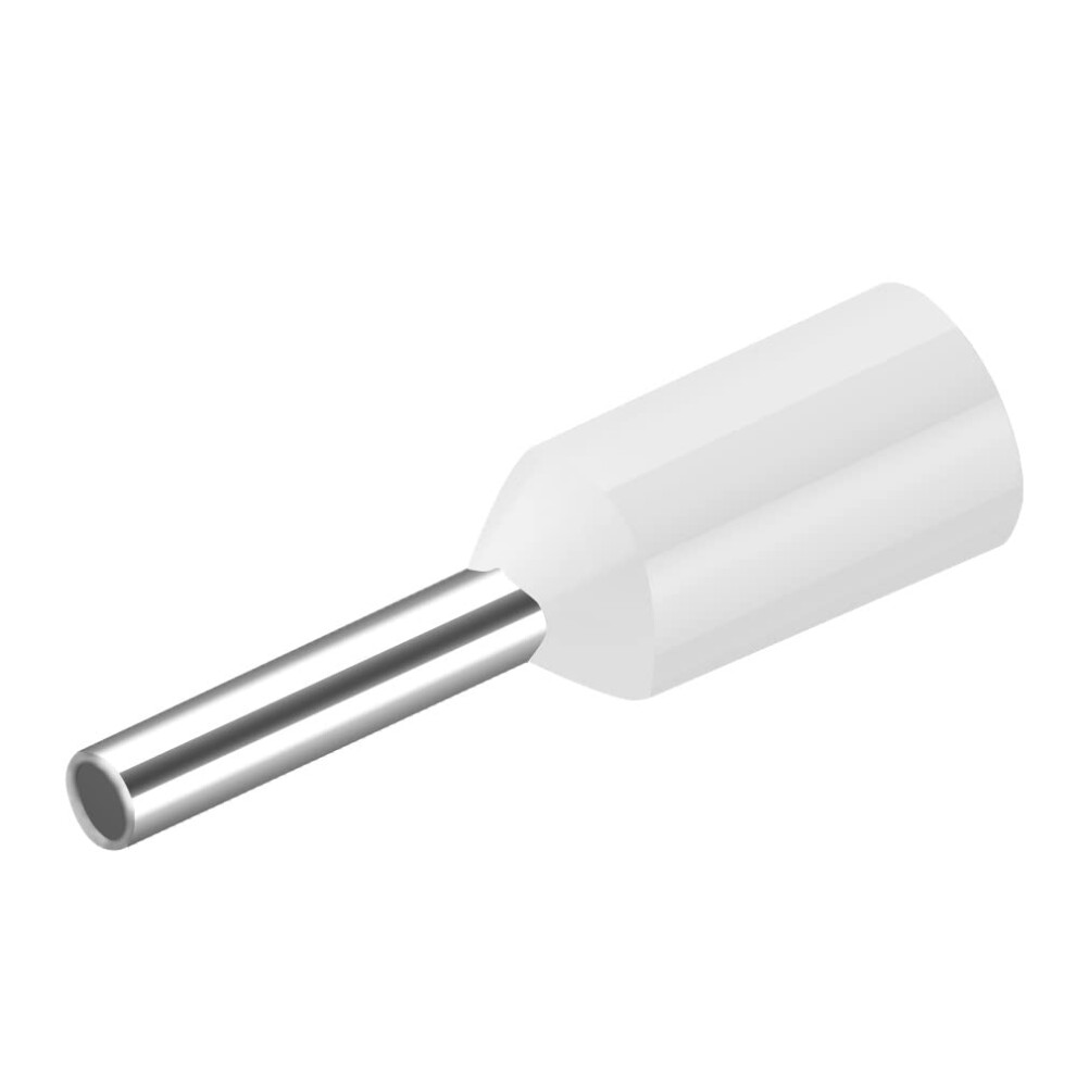 Cord End Terminal, E0508, Awg22 / 0.5Mmâ², Wire Copper Crimp Connector, Vinyl Insulated, White, Pack Of 1000 670534178874