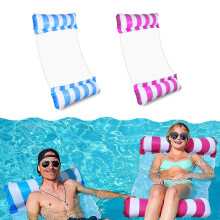 2 Pack Pool Inflatable Water Hammock,Swimming Pool Floats 4 In 1 Floating Chair For Adults Kids Lounge Chair,Blue&Pink