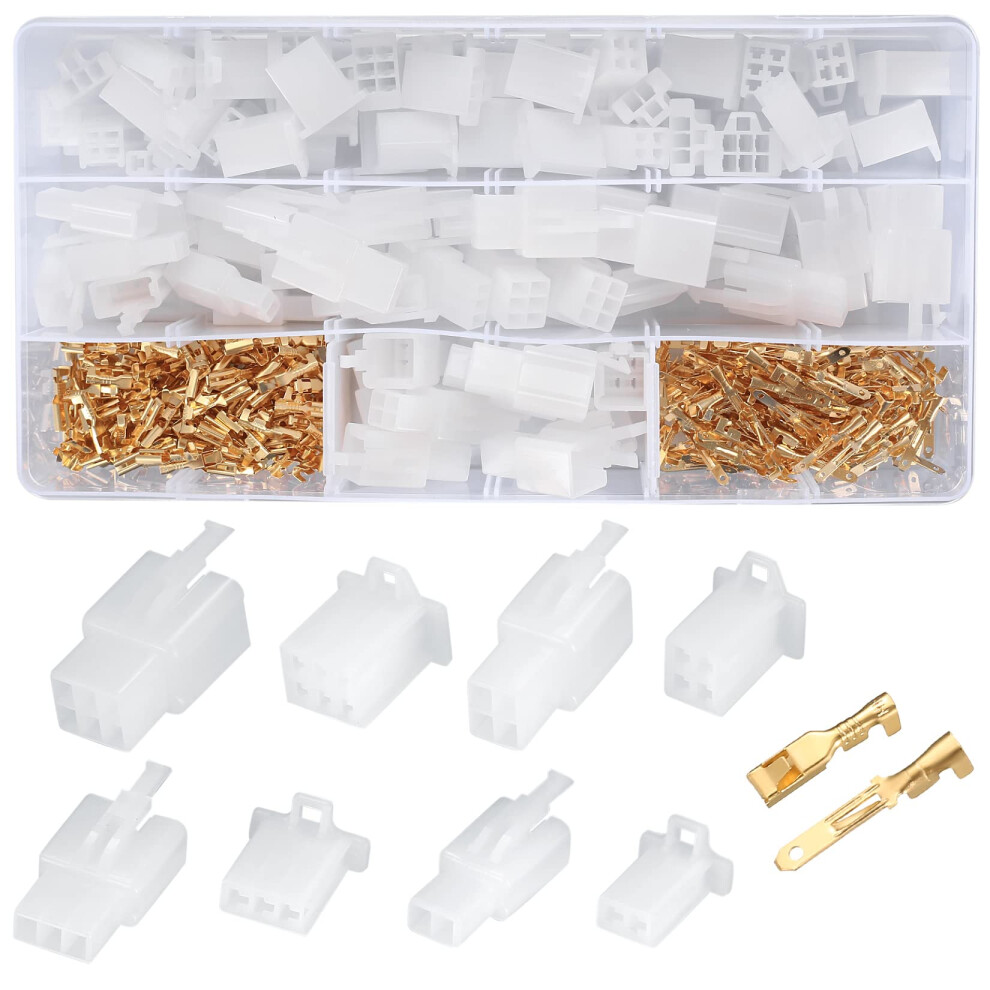 380 Pcs 2.8Mm 2 3 4 6 Pin Plug Kit, Automotive Housing Pin Header Crimp Electrical Wire Terminals Connectors, Car Motorcycle Bullet Terminal Wire 601549478840