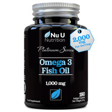 Omega 3 Fish Oil 2000mg per Serving - 180 Softgel Capsules - Premium Double Strength 660mg EPA & 440mg per Serving - 3 Month Supply - Sustainably