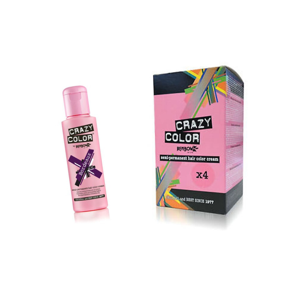 Renbow Cream Crazy Color Semi-Permanent Hair Dye Color - 4 X Bordeaux 100Ml