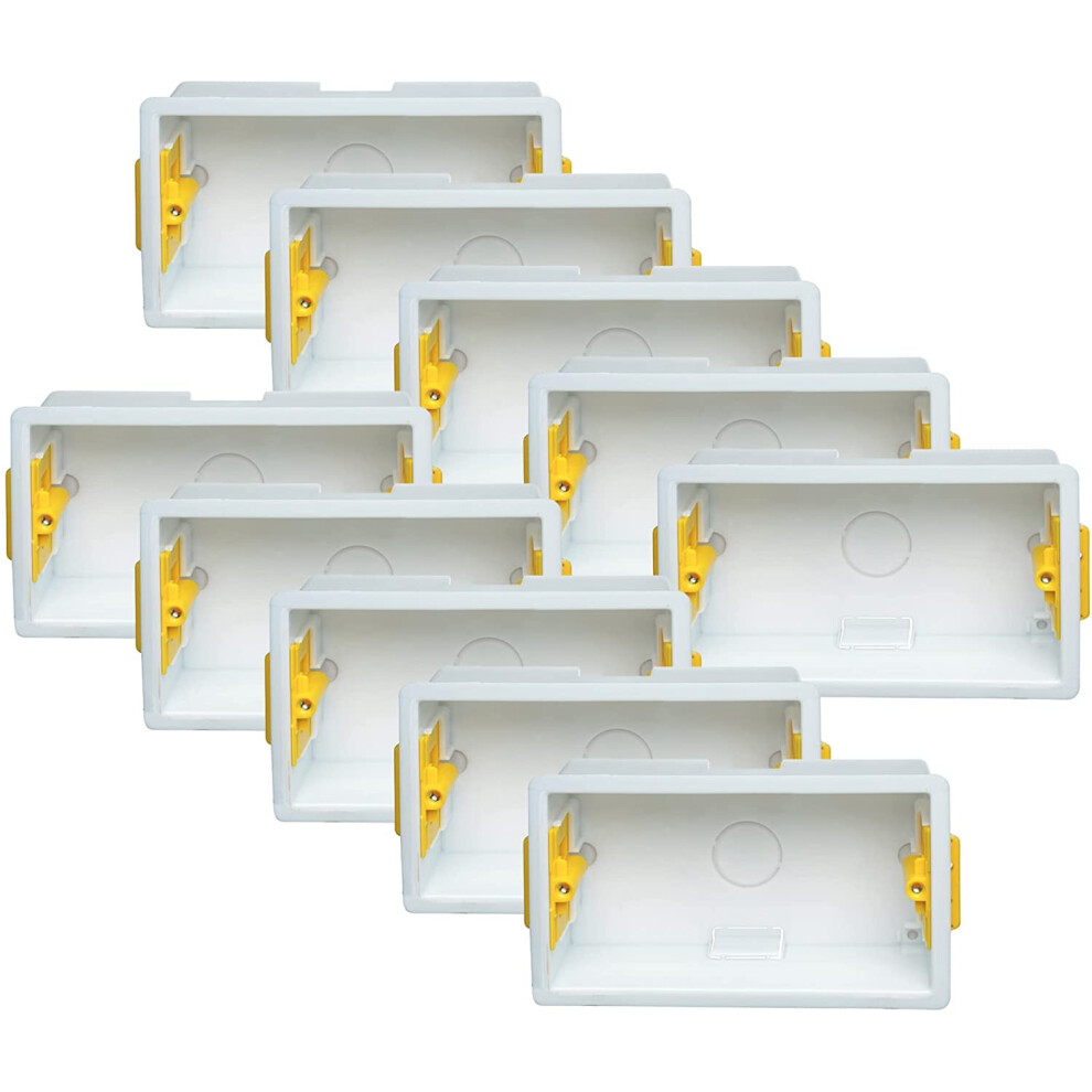 10X Pack Double 2-Gang 47Mm Dry-Lining Back Box Electrical Wall Knockout Recessed Flush Mount Deep Pattress Dry Lining Partition Switches Sockets 5065011531047