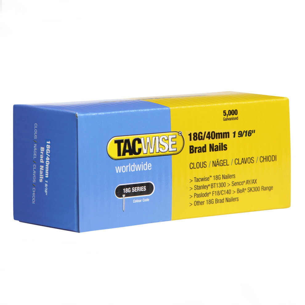 0400 Type 18G / 40 mm Galvanised Brad Nails, Pack of 5000