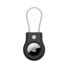 AirTag Case with Wire Cable, Secure Holder Protective Cover for Air Tag, Scratch Resistance, AirTag Accessory - (Black)