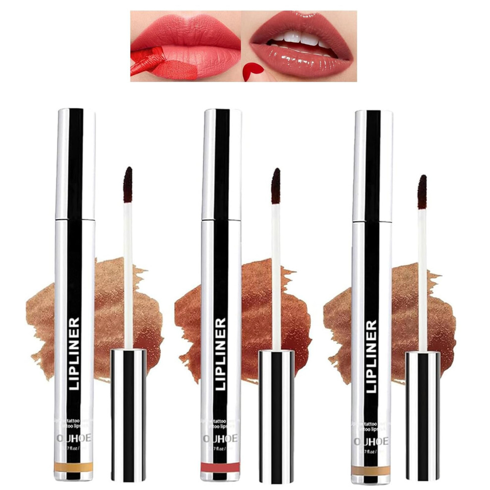 3PCS Lip Liner，Peel Off Lip Liner Tattoo, Peel Off Lip Stain, Long Lasting Lip Stain Peel Off, Infused with Hyaluronic Acid & Vitamin E, Makeup Gift
