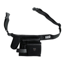 LEATHER TOOL BELT WITH BELT - 5 COMPARTMENTS, NAIL BAG, KNIFE POUCH, HAMMER HOLDER, AND TAPE MEASURE HOLDER