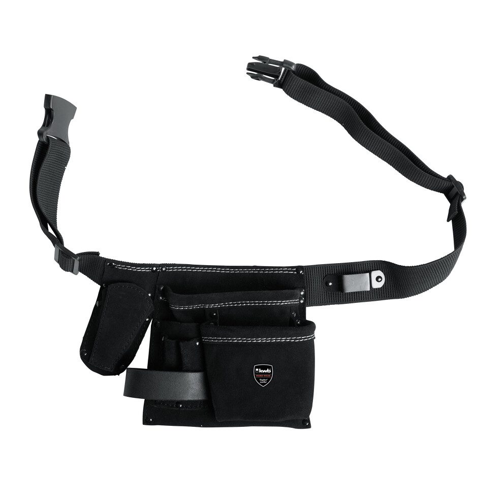 Leather Tool Belt With Belt - 5 Compartments, Nail Bag, Knife Pouch, Hammer Holder, And Tape Measure Holder 4009319066109