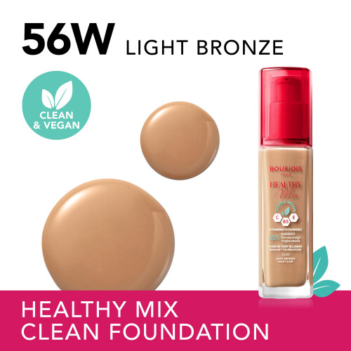Bourjois - Healthy Mix Clean Foundation, Foundation, Clay 056, Light Bronze 30ml 1