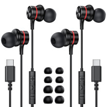 USB Type C Headphones, USB Type C Earbuds in-Ear Wired Earphones with Microphone for Apple iPhone 16 15 Pro Max, Galaxy S25 S24 FE Ultra, Google Pixel