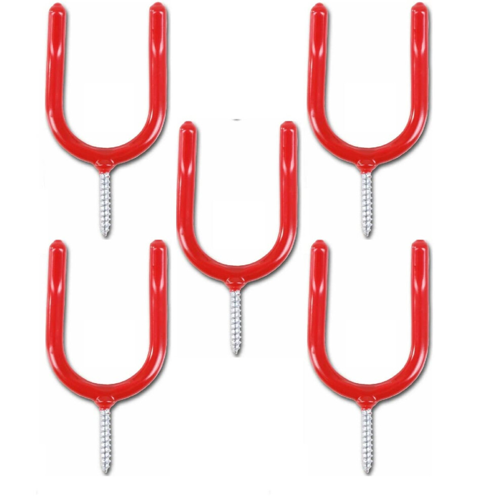 Sisi Uk Tool Storage Shed Garage Hook Plastic Coated - Red (Pack 5) 5060184217934