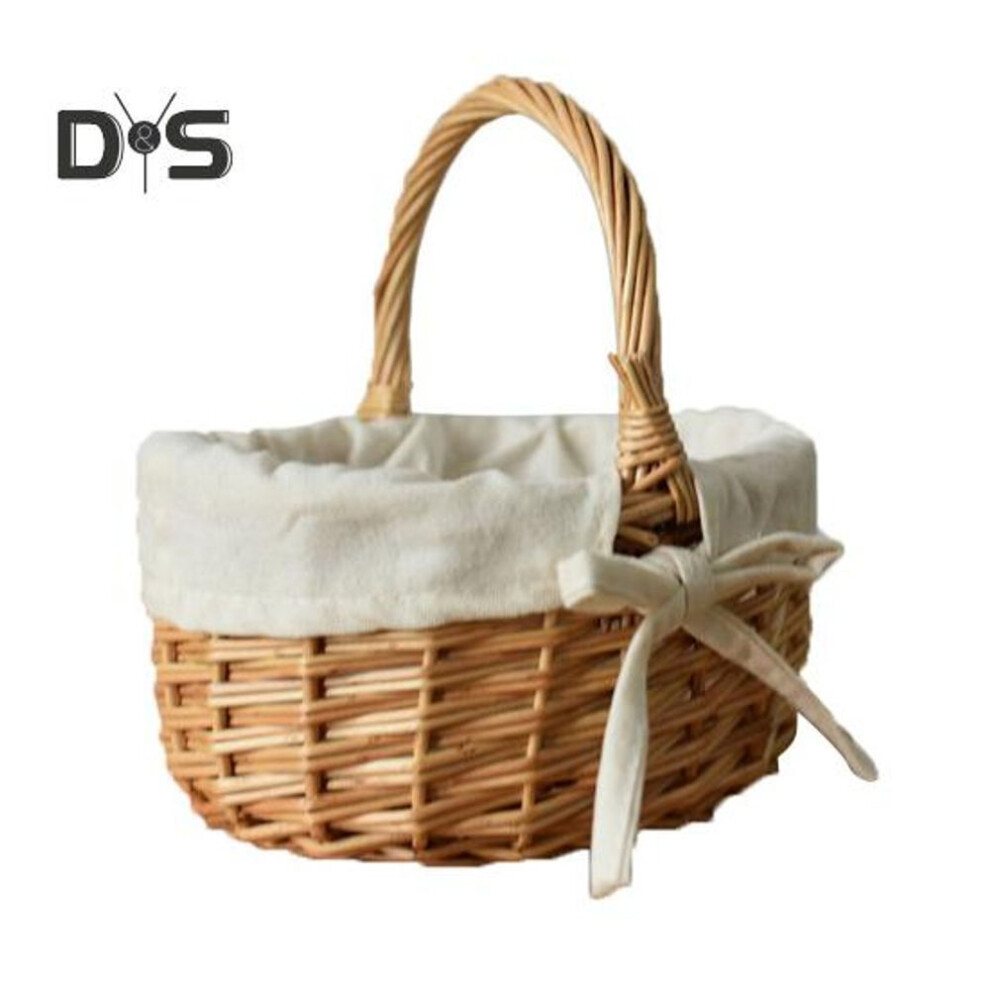 Natural Wicker Flower Basket Handmade Willow Basket With Handle Compact Portable Multifunctional Easter Fruit Flower Basket