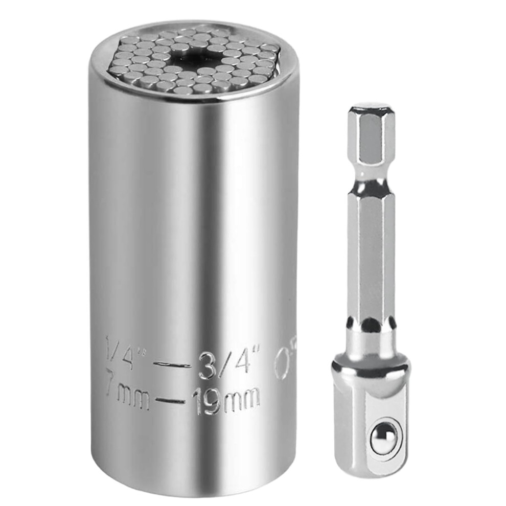 Universal Socket Set, Multi-Function Universal Socket Tool with Drill Adapter Unscrew Any Bolt Gifts for Dad, Husband, Boyfriend, Men, Fathers' Day