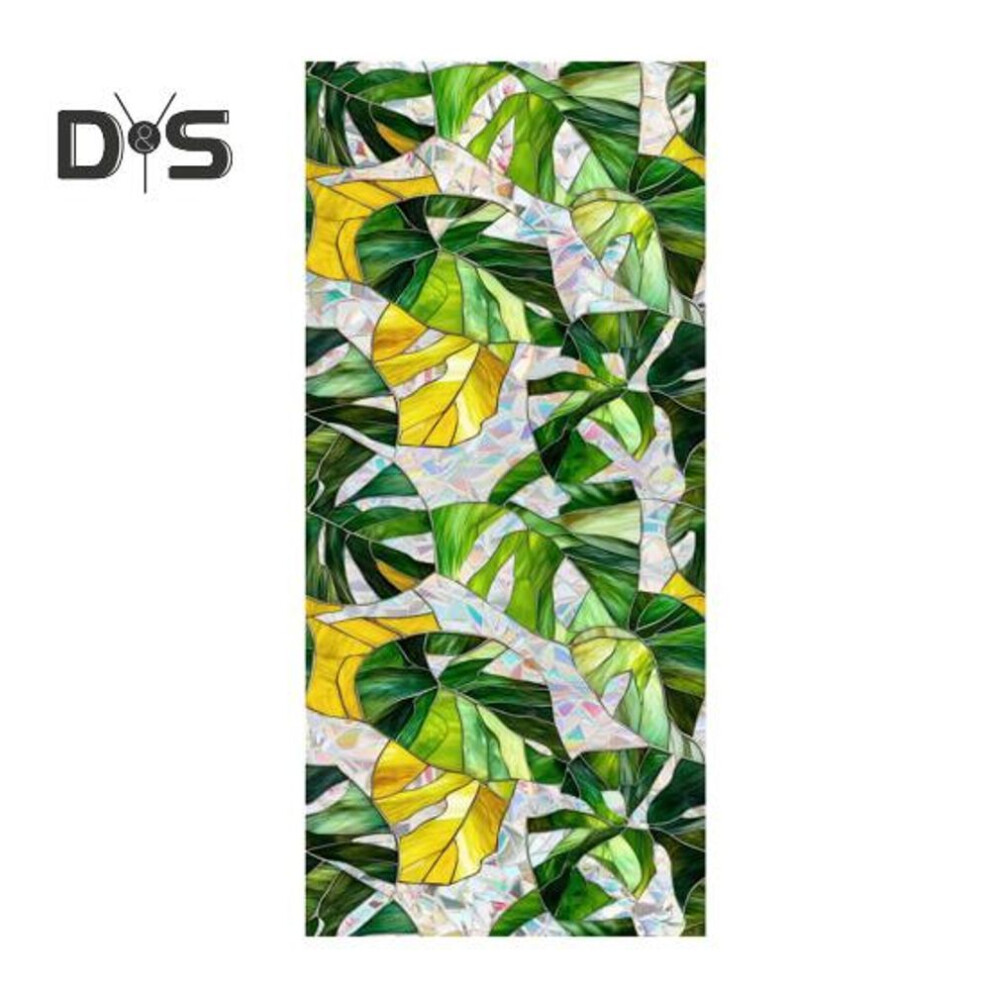 (as the picture, L D) Floral Pattern Window Film Uv Resistant Window Privacy Film Removable Rainbow Decals Privacy Static Clings For Living Room Bedroom Decor