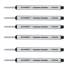 Schmidt: Medium Capless P8127 Rollerball Refill, Black Ink, Pack of 6.