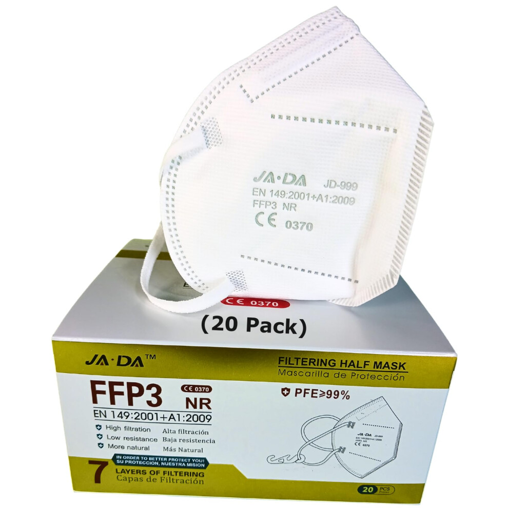 Ffp3 Masks Pack Of 20 With >99% Filtration Efficiency - Individually Wrapped Disposable Face Masks | Dust Masks For Sanding | Filtering Facepiece 5065017273453