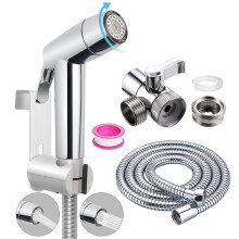 Handheld Bidet Sprayer Toilet Bathroom Douche Cloth Washing Diaper Cleaning Shower Head with with 2 Way Shower Diverter, 59 inches Shower Hose and