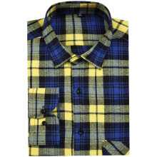 DOKKIA Herren Freizeithemd, lang  rmelig, Buffalo Plaid Checkered Tailliertes Flanellhemd (Mittelgelb Blau Gingham)