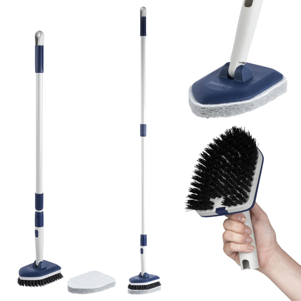Beldray La030148feu7 Deep Clean 2 In 1 Tub And Scrub – Cleaning Brush With Extendable Handle, Bathroom Cleaner With 180 Swivel Head, Pointed Edge For