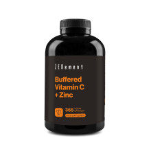Buffered Vitamin C and Zinc - Neutral pH for Sensitive Stomach - 365 Vegan Capsules - 500mg Vitamin C + 5mg Elemental Zinc (as Bisglycinate) - 6