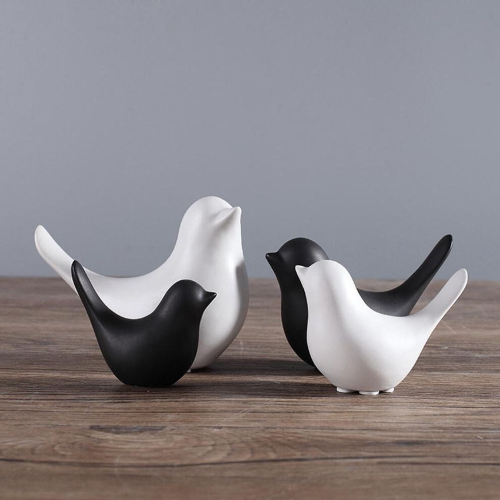 (4Pcs) Living Room Nordic Style Ceramic Modern Black White Ornaments Statue Bird Sculpture Figurines